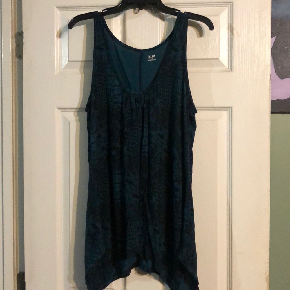 a.n.a Teal Blue Printed Tank Top